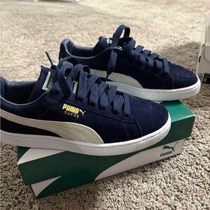 Puma Suede Navy and White Sneakers